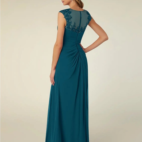 Azazie Deep Teal Embellished Gown - Picture 4 of 7